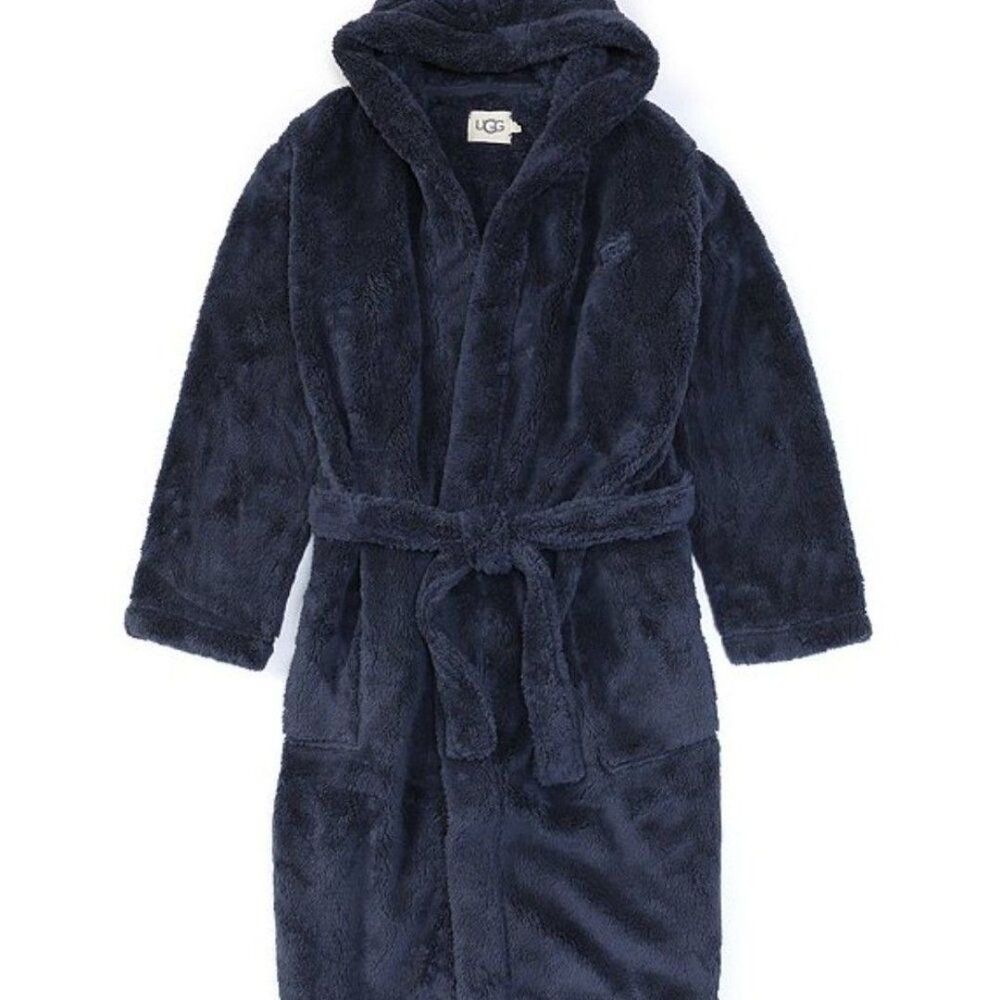 NWT UGG MEN'S PLUSH BECKETT HOODED BATH ROBE NAVY‎ BLUE XL/XXL